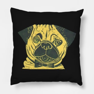 Posh Pug, yellow. Pillow