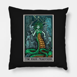 The High Priestess Tarot Card Medusa Greek Mythology Gorgon Horror Pillow