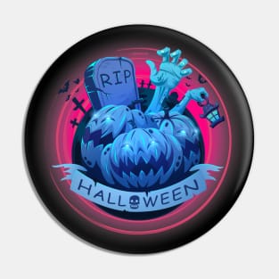 Graveyard Halloween Pumpkins Pin