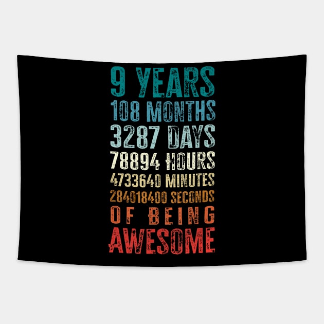 Years 108 Months Of Being Awesome Happy 9th Birthdays Tapestry by Namatustee