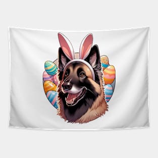 Belgian Laekenois Celebrates Easter with Bunny Ears Tapestry