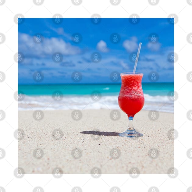 Red cocktail on the beach by ArtoTee