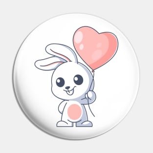 Cute bunny carrying balloons cartoon Pin