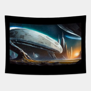 Futuristic illustration of spaceship Tapestry