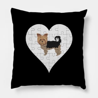 Yorkshire Terrier Heart Jigsaw Pieces Design - Gift for Yorkshire Terrier Lovers Pillow