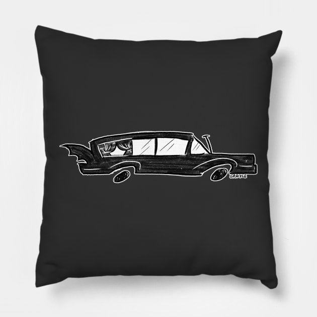 Retro Hearse Pillow by Jan Grackle