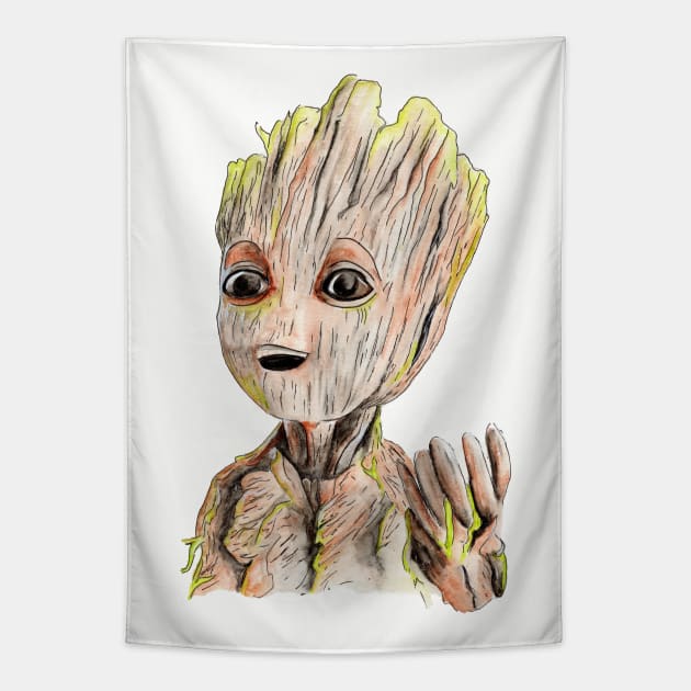 Young Groot Tapestry by AaronShirleyArtist