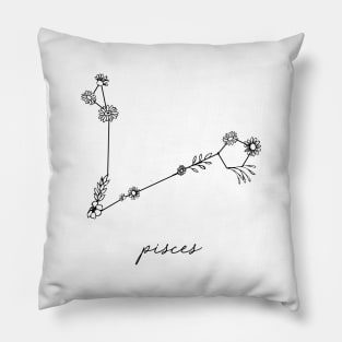 Pisces Zodiac Wildflower Constellation Pillow