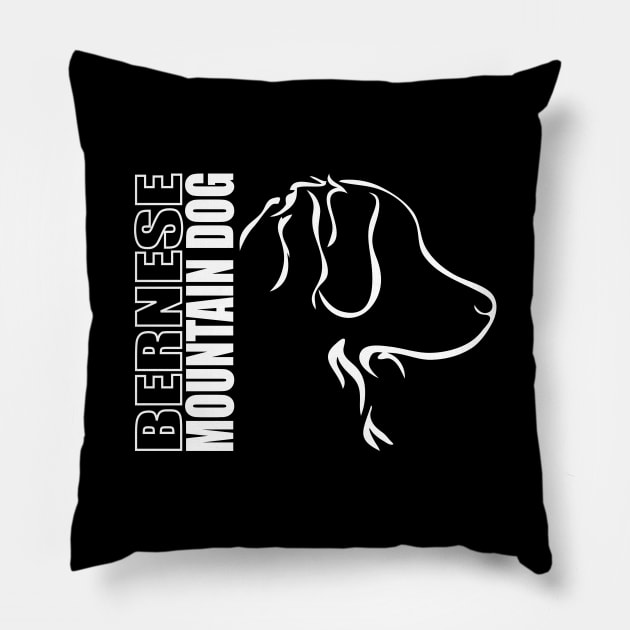 Bernese Mountain Dog profile dog Pillow by wilsigns