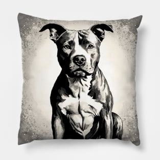 Pointilism Pitbull Terrier Pillow