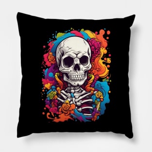 Rainbow Skeleton Pillow