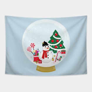 Snow globe. Snowman and new year icon Tapestry