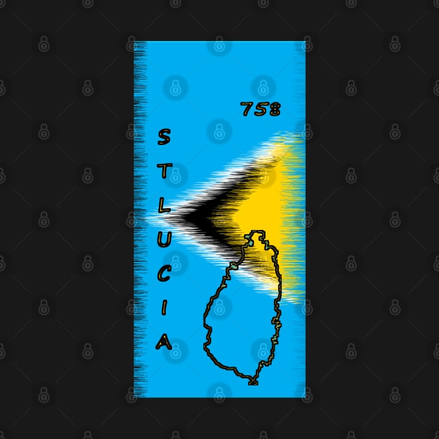 St lucia flag Designed with Name and Area Code - Soca Mode by Soca-Mode