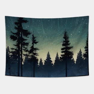 dark night in the forest Tapestry