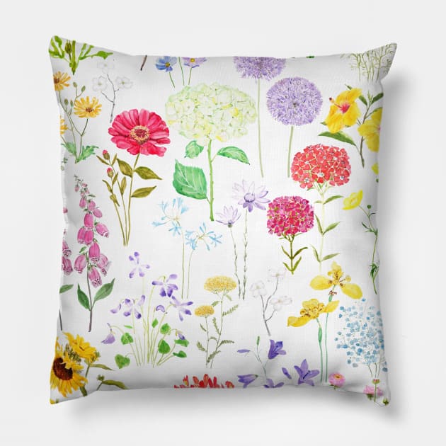 colorful botanical flowers collection 2020 Pillow by colorandcolor