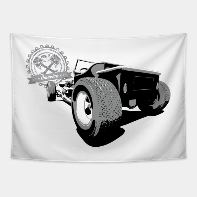 T-Bucket Ford Hot Rod - Made in America Tapestry by 6thGear