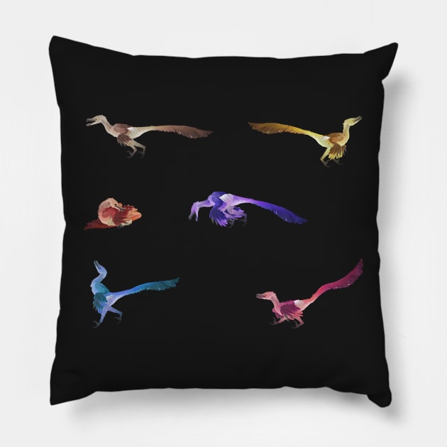 Color Velociraptors! 4 Pillow by KO-of-the-self