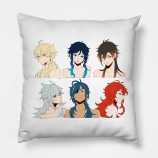 Long-Haired Genshin Impact Boys With Their Hair Down Clean Version Pillow