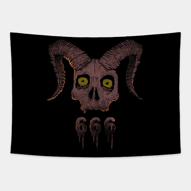 Goat Skull 666 Tapestry by DeathAnarchy