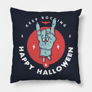 Happy Halloween zombie tee - fun monster shirt - rock and scary dead hand illustration Pillow