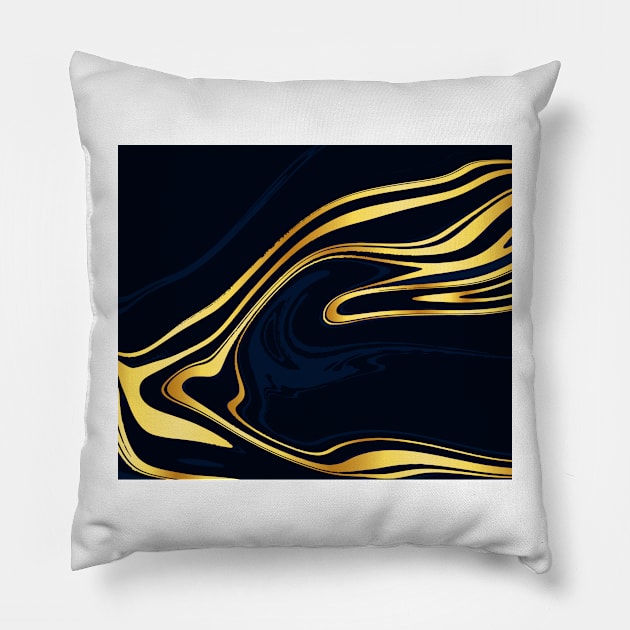 Gold and Blue Marble Pillow by timegraf