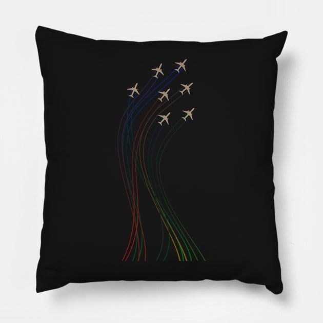 Formation flight squad colored lines - pilots and jet tea Pillow by Quentin1984