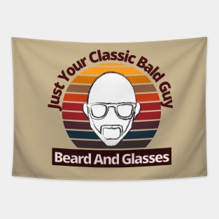 Bald Guy Birthday, Bald Guy With Beard and Glasses, Funny, Fathers Day, Christmas Tapestry