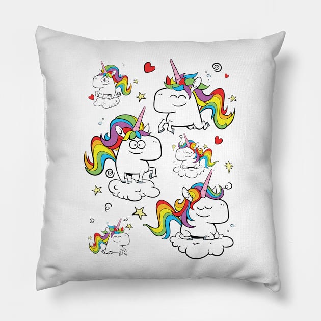 Rainbow Unicorns Pillow by MrChuckles