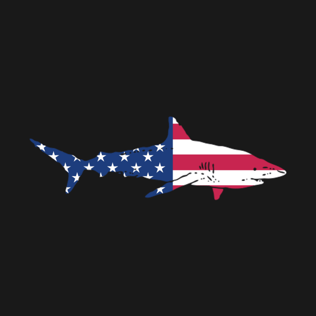 Patriotic Shark with the US Flag by RJCatch