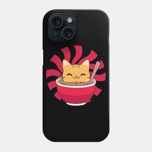 cute cat eats Bowl of ramen cuteness enthusiasts Phone Case