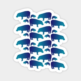 Seamless Decorative Hippo Family Pattern Magnet