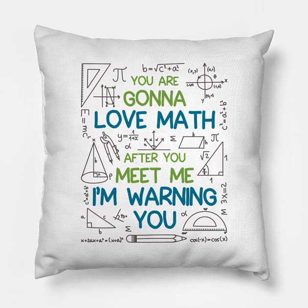 Math Shirt - You Are Gonna Love Math I'm Warning You Pillow by redbarron