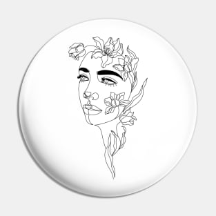 woman with tulips line art Pin