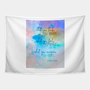 Motivational Buddha Quote On Watercolor Tapestry
