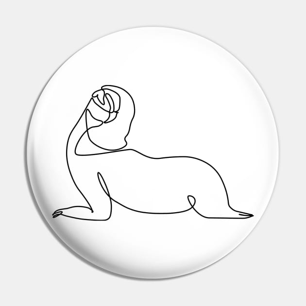 One Line Sloth Upward Facing Dog Pin by huebucket