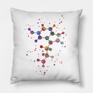 Serotonin molecule, Serotonin chemical structure, hormone, watercolor molecule, watercolor Serotonin molecule, Medical Office Decor Pillow