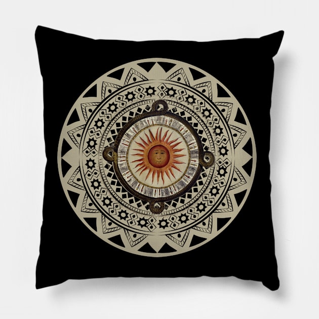 Indian pre columbian mandala Pillow by black&blue