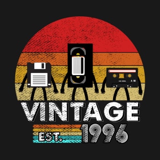 Vintage 1996 Floppy Disk VHS Cassette Tape 80s 90s birthday T-Shirt