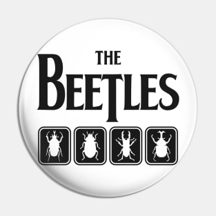 The Beetles: Punny Parody Classic Rock and Roll Silhouette Design Pin