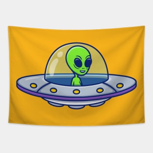 Cute Alien UFO Tapestry