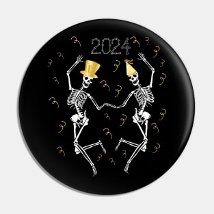 Skeleton New Years Eve 2024 Pin