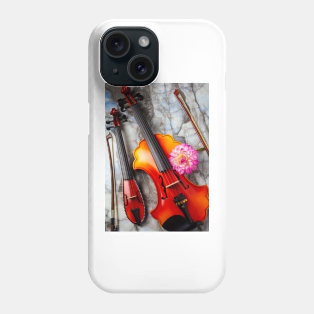 Baroque And pocket Violin With pink Dahlia Phone Case by photogarry