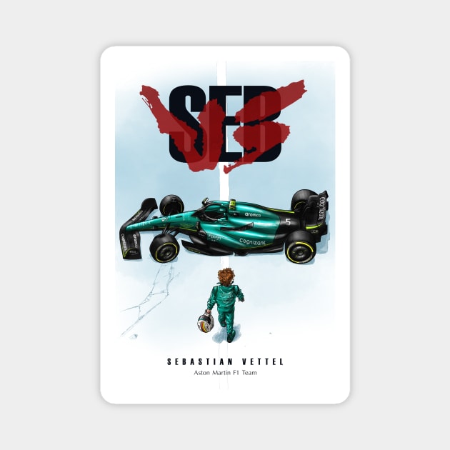 Sebastian Vettel Retirement Akira Poster Magnet by C.E. Downes