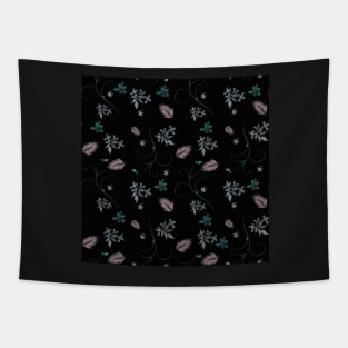 Black romantic floral pattern Tapestry