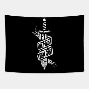 die first then quit sword design Tapestry