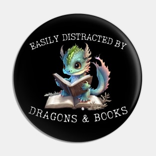 Easily Distracted By Dragons And Books Introvert Pin