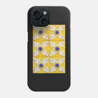 Portuguese azulejos. Yellow, white and blue tiles, Coimbra, Portugal Phone Case