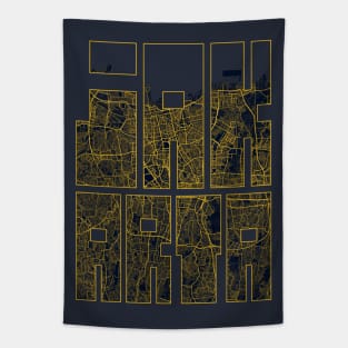 Jakarta, Indonesia City Map Typography - Gold Art Deco Tapestry