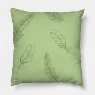 Green Feather Pattern Pillow