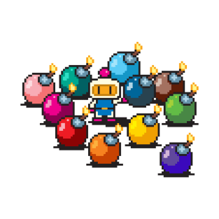 Bomberman rainbow bombs pixel art T-Shirt